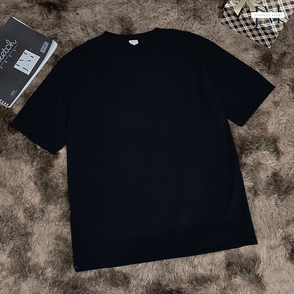 Áo thun trơn Jteeman, áo phông trơn nam nữ tay lỡ form rộng vải cotton 4 chiều cao cấp 3 màu trắng đen xám JT11