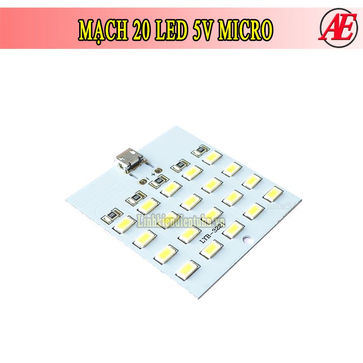 Mạch 20 led siêu sáng 5v micro usb