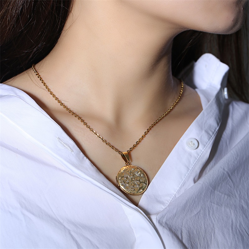 Dây Chuyền Mặt Locket Bằng Thép Không Gỉ Cho Nữ