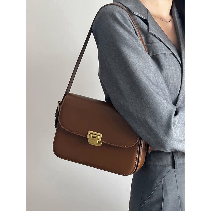 Set túi xách nữ đeo chéo, đeo vai + kep càng cua khóa gập da PU dày dặn 2ly cao cấp hottrend 2022 HT77