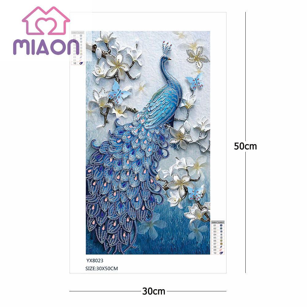 Bộ tranh đính đá 5D DIY hình con công trang trí nhà ở