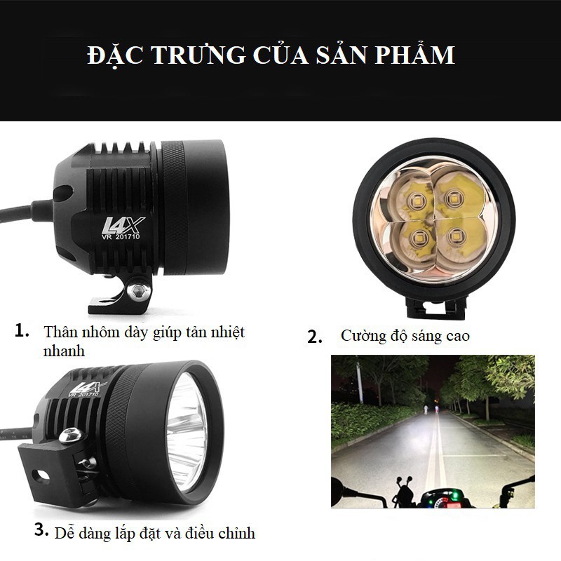 LED Trợ sáng L4XCree chính hãng chống nước tuyệt đối