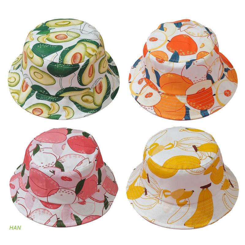 Mũ Tai Bèo Chống Nắng In Họa Tiết Trái Cây Có Dây Đeo Chống Gió Cho Trẻ Em