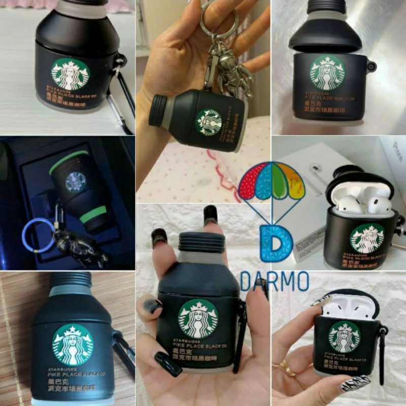 Case bảo vệ Airpods Pro/1/2 chai cà phê đen Pike Place' roast black Starbucks/ chai hồng piggy đổi màu/ Pro bar