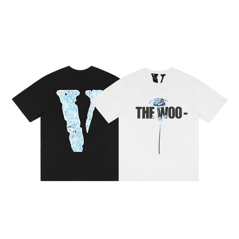 Áo thun Vlone tay ngắn cotton in chữ V lớn phong cách cổ điển thời trang thường ngày unisex