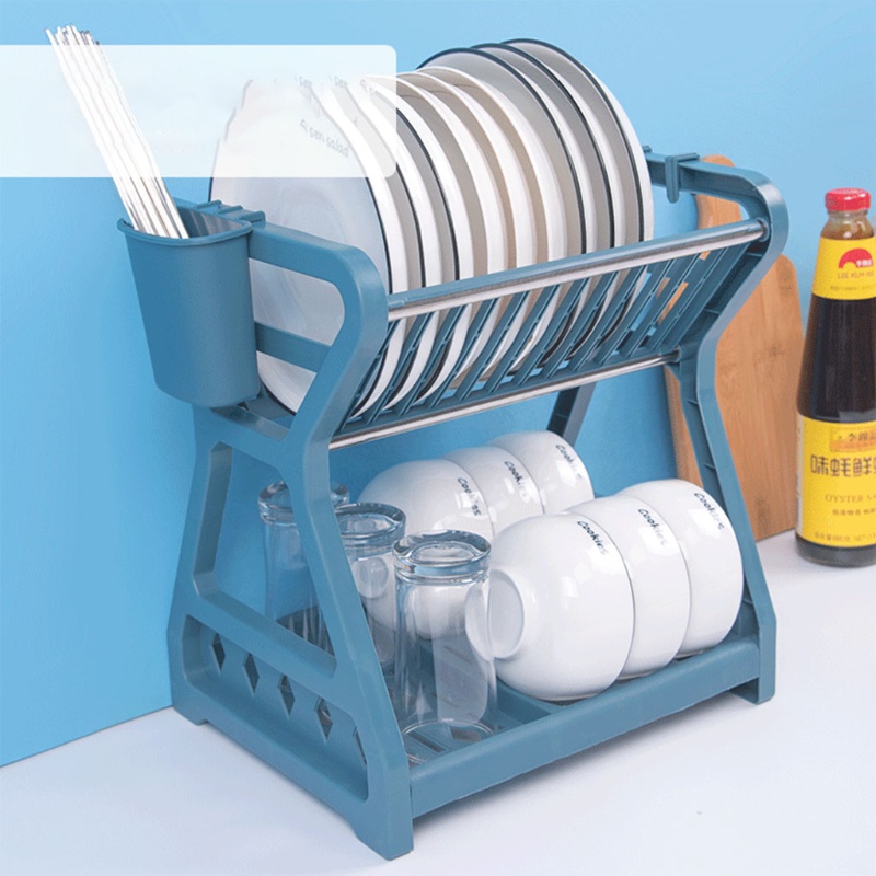 Giá úp chén dĩa hai tầng ráo nước sắp xếp gọn gàng cho nhà bếp