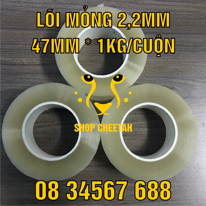 (Lõi giấy 2mm x 0,5kg) Băng dính trong 0,5kg/cuộn – Màu trong - Lõi giấy siêu mỏng 2mm – Siêu dai và dính