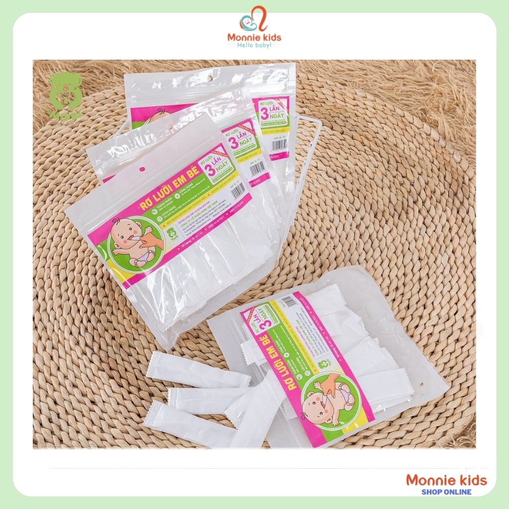 Gạc rơ lưỡi cho bé Mipbi 30c, Tưa lưỡi vệ sinh răng miệng cho trẻ sơ sinh - Monnie Kids