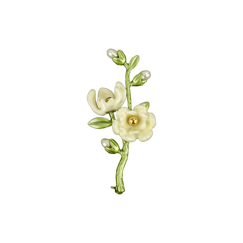 Ghim Cài Áo Hình Lá Cây Đính Ngọc Trai Nhân Tạo