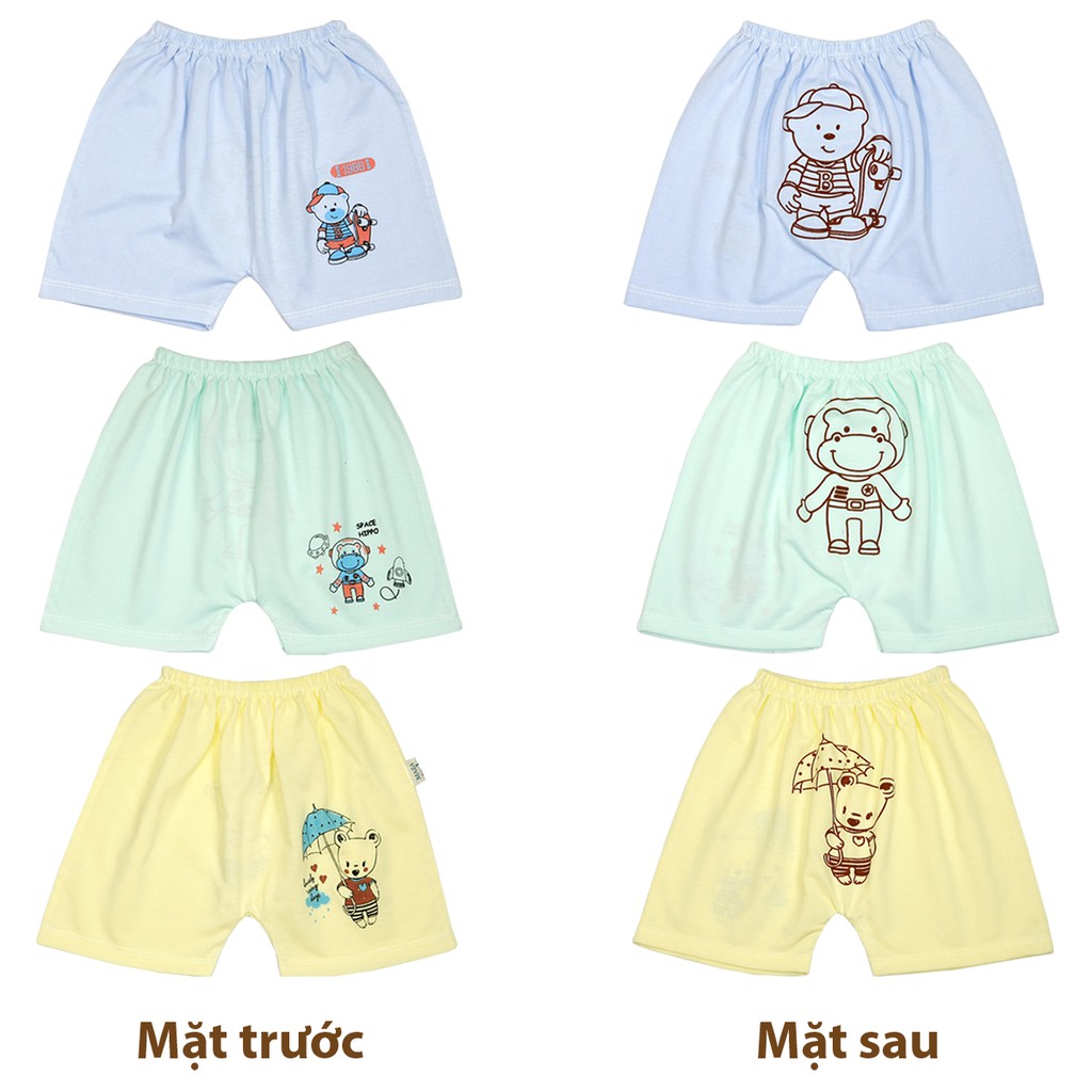 Combo 5 Quần đùi mùa hè in mông chất cotton siêu mềm mịn cho bé trai, bé gái từ 3-13kg - 5QĐL55