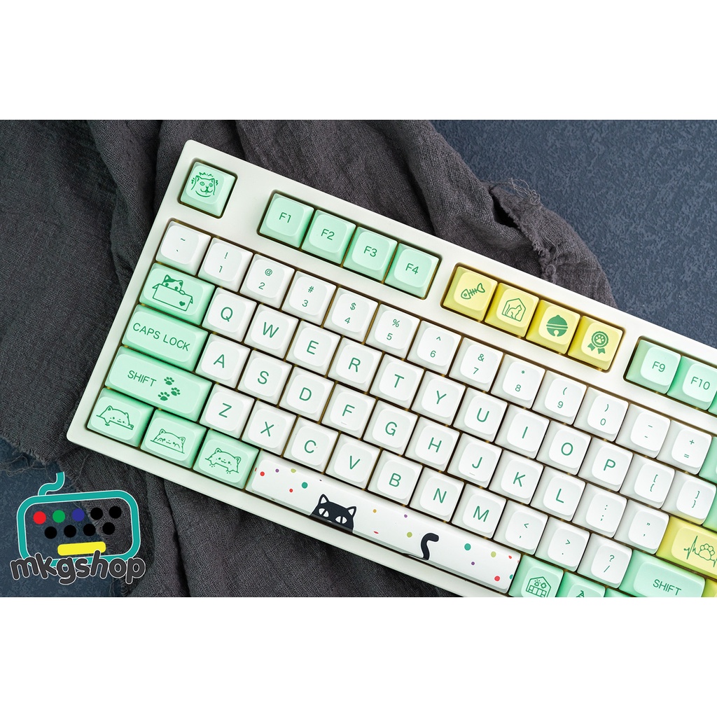 Keycap Home Cat, nhựa PBT in nhiệt dyesub, 130 nút bàn phím cơ giá siêu rẻ, XDA profile weird cat