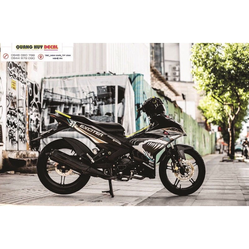 Tem Trùm Exciter150 Cá Mập Xám Đen,Team Decal Ex150 SHARK