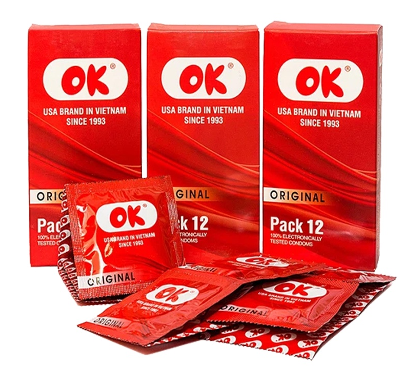 Combo 3 hộp 36 chiếc OK Original - bao cao su OK đỏ giá rẻ /áo mưa