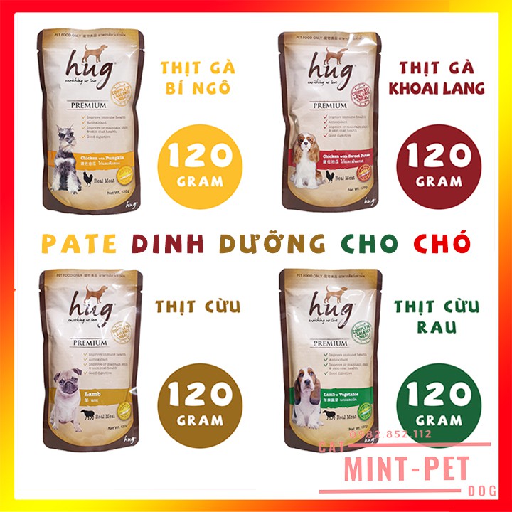 Thức Ăn Pate Dinh Dưỡng HUG cho Chó Gói 120 Gram #MIntPet