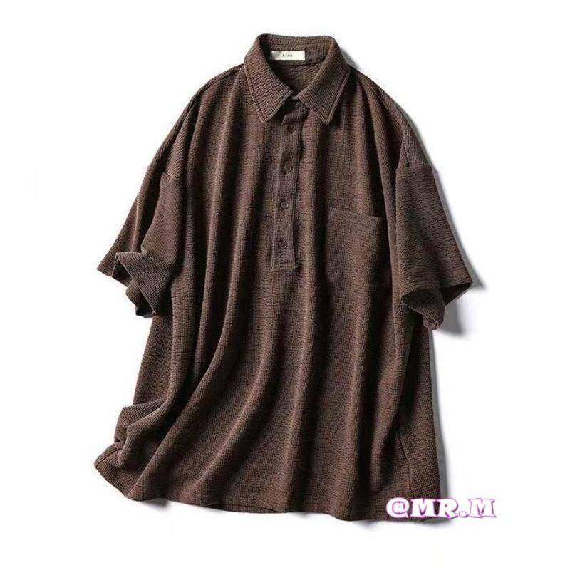 Áo thun Polo thời trang nam phong cách Hàn Quốc ngắn tay đan áo thun Polo