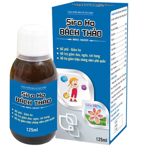 Siro ho Bách Thảo rate herbs - Hỗ trợ bổ phế, giảm ho, ngứa rát họng do viêm phế quản (chai 125ml)