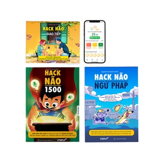 Sách - Combo 3 cuốn Hack Não 1500 Từ Vựng Tiếng Anh + Ngữ Pháp + Giao Tiếp - Kèm App Hack Não Pro kiểm tra học phát âm