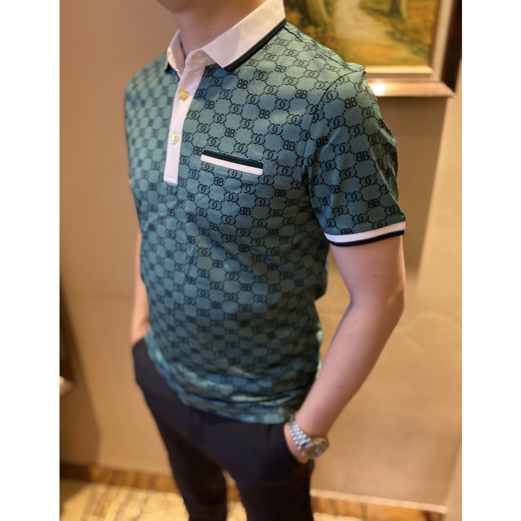 Áo polo tay ngắn thời trang nam cao cấp 𝑮𝒖𝒄𝒄𝒊 𝑮𝑪 𝑮𝑮 sành điệu, thanh lịch