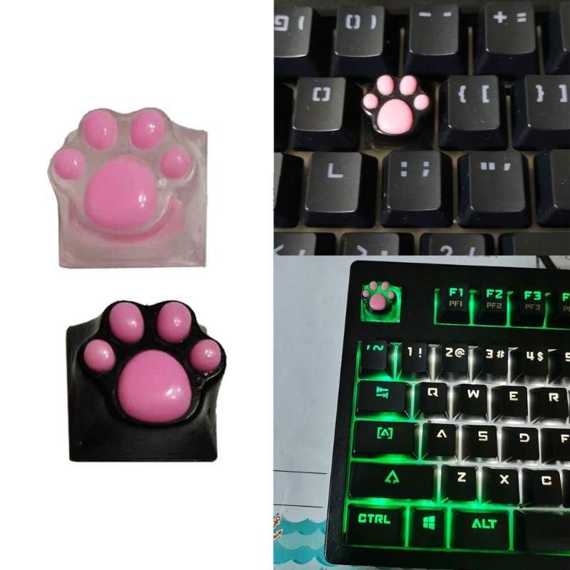 Nút Bàn Phím Oem Bằng Nhựa Trong Suốt Màu Rgb Hình Chân Mèo Hello Kitty