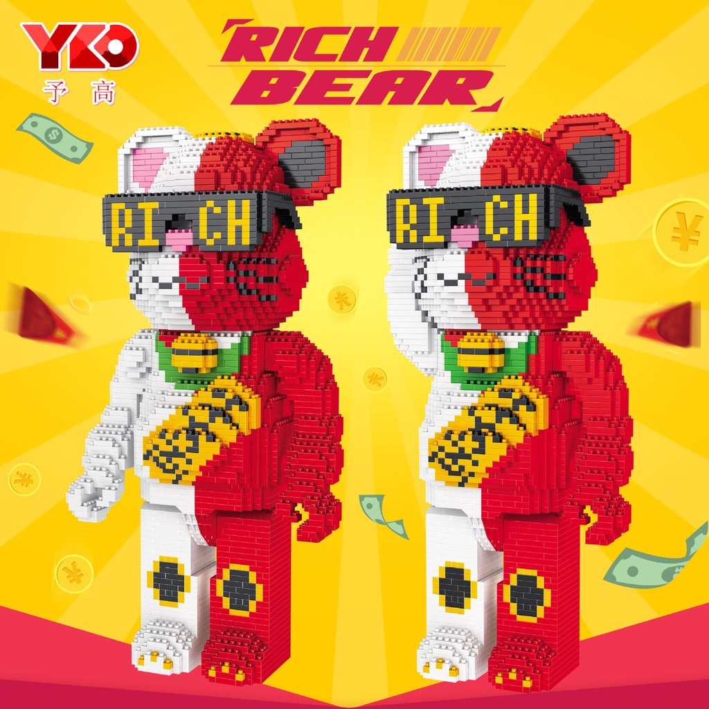 Xếp hình Gấu Bearbrick LV xếp hình lắp ráp mô hình bear brick cỡ lớn (Chuẩn Mẫu)