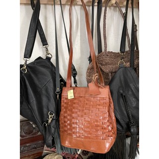 Túi du lịch da đan bằng da thật 100% size 28x27