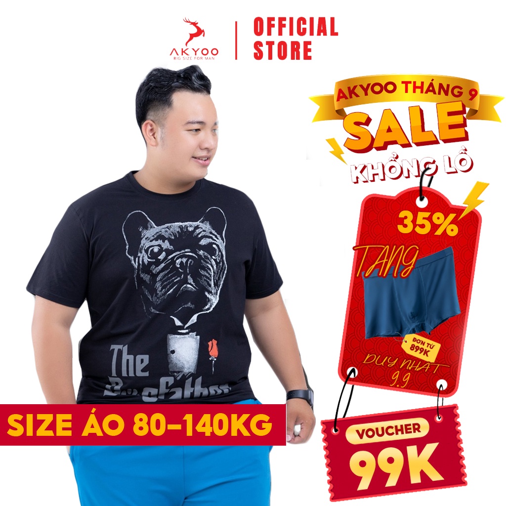 Áo Thun Bigsize Nam 80-140kg AKYOO Cao Cấp Vải Cotton Họa Tiết In Không Bai Mờ - AT DOG 3D