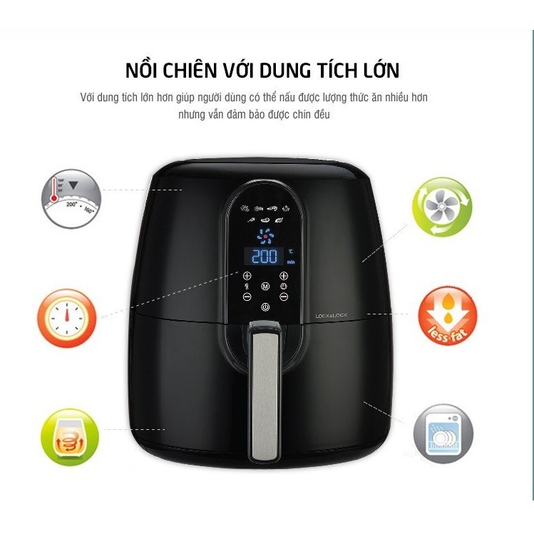 Nồi chiên không dầu Lock&Lock Jumbo Digital Eco Fryer 5.2 EJF351