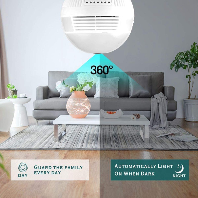 360 Degree LED Light 1080P Wifi Camera Home Smart Night Vision(16G)