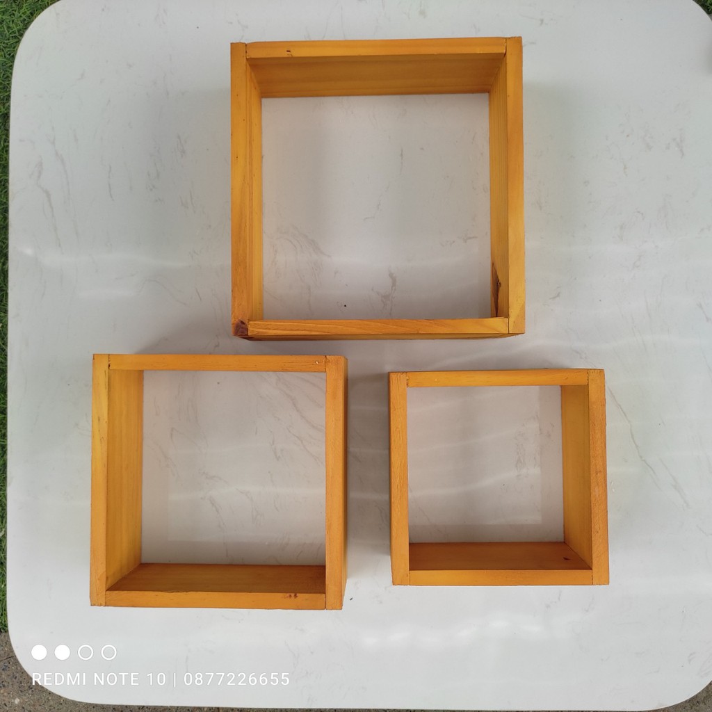 Kệ gỗ thông trang trí 1 ô vuông 15 x 15 x 9 HPKTT 23, ô trang trí decor