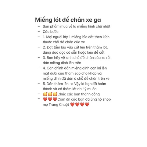 Thảm lót phần để chân size cho xe Vision