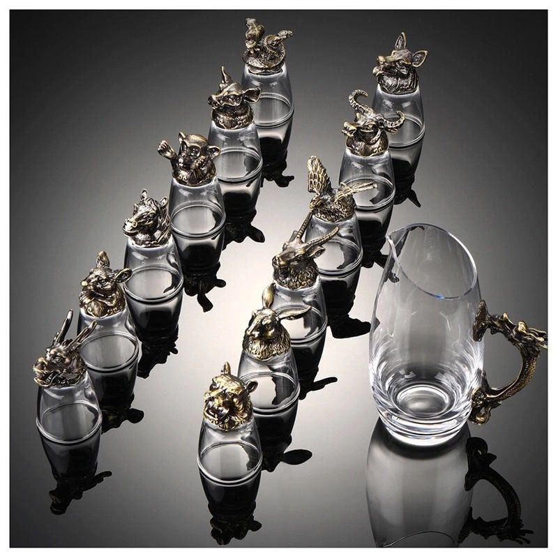 Bộ Ly Thủy Tinh Pha Lê Thiết Kế Hình 12 Con Giáp Phong Cách Trung Quốc | BigBuy360 - bigbuy360.vn