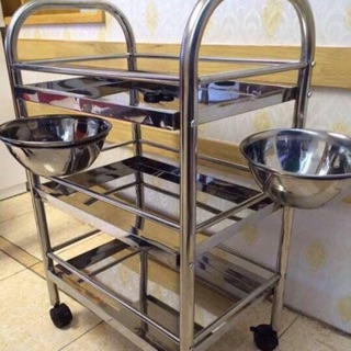 Xe Đẩy Inox 3 Tầng 2 Bát