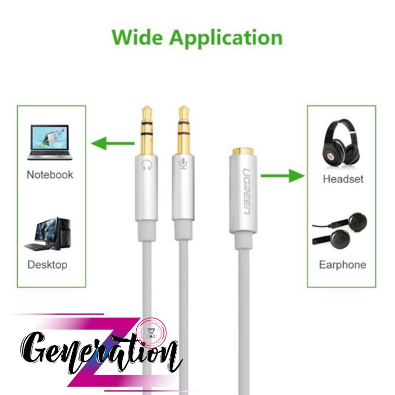 Cáp Gộp Headphone &amp; Mic 3.5 Male To Female UGREEN