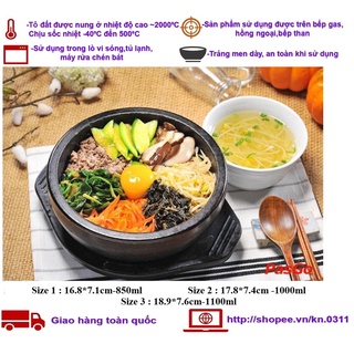 Tô(bát),thố đất nâu tráng men làm cơm trộn Bibimbap ,canh Bulgogi ,lẩu kim chi ,mì cay kiểu Hàn Quốc nhiều Size