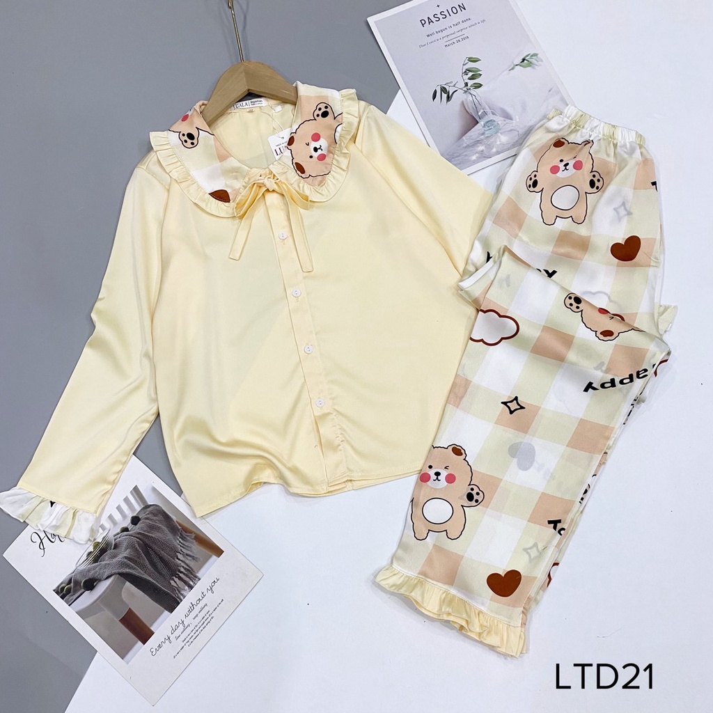 Đồ Ngủ Pijama Lụa Satin Tay Dài  Siêu Xinh, Tay Dài Mềm Mịn, Độc Lạ Khó Tìm, Sanh Chảnh Hàn Quốc