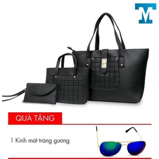 Bộ 3 túi da nữ tmark sành điệu thời trang tặng kèm 1 kính tráng gương sành điệu