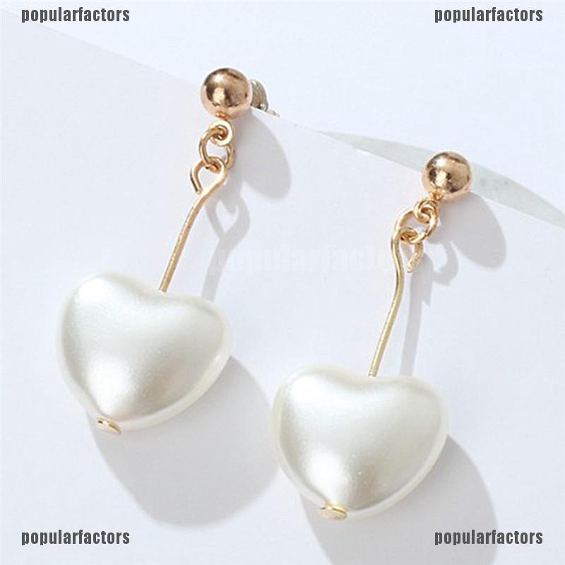 Bông Tai Hình Trái Tim Đính Ngọc Trai / Nhung Phong Cách Harajuku Thời Trang Cho Nữ