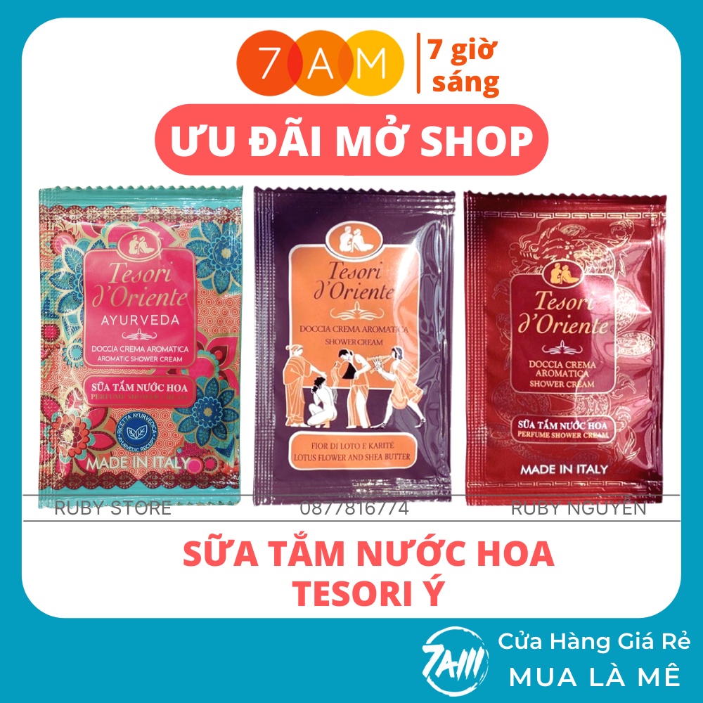 Sữa Tắm Nước Hoa Tesori O'drient CHÍNH HÃNG Ý Dùng Thử Gói Sữa Tắm Xích 7ml Thơm Lâu Giao Ngẫu Nhiên - shop 7am