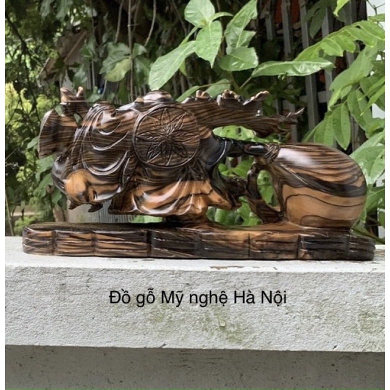 Tượng Phật di lặc gỗ mun kéo bao tiền