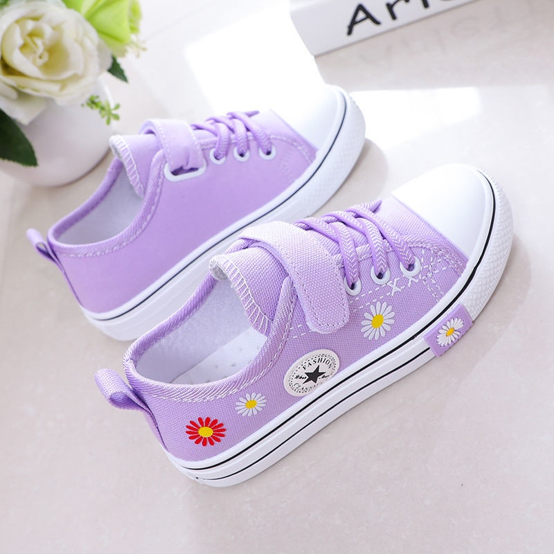 Giày thể thao canvas đế mềm họa tiết hoa cúc nhỏ phong cách Hàn Quốc dễ thương thời trang mùa thu cho nữ