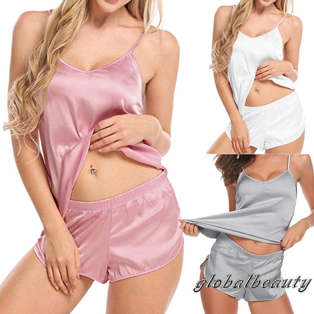 Bộ Đồ Ngủ Phi Bóng Dây Sát Nách Thiết Kế Cổ Chữ V Quyến Rũ 2019