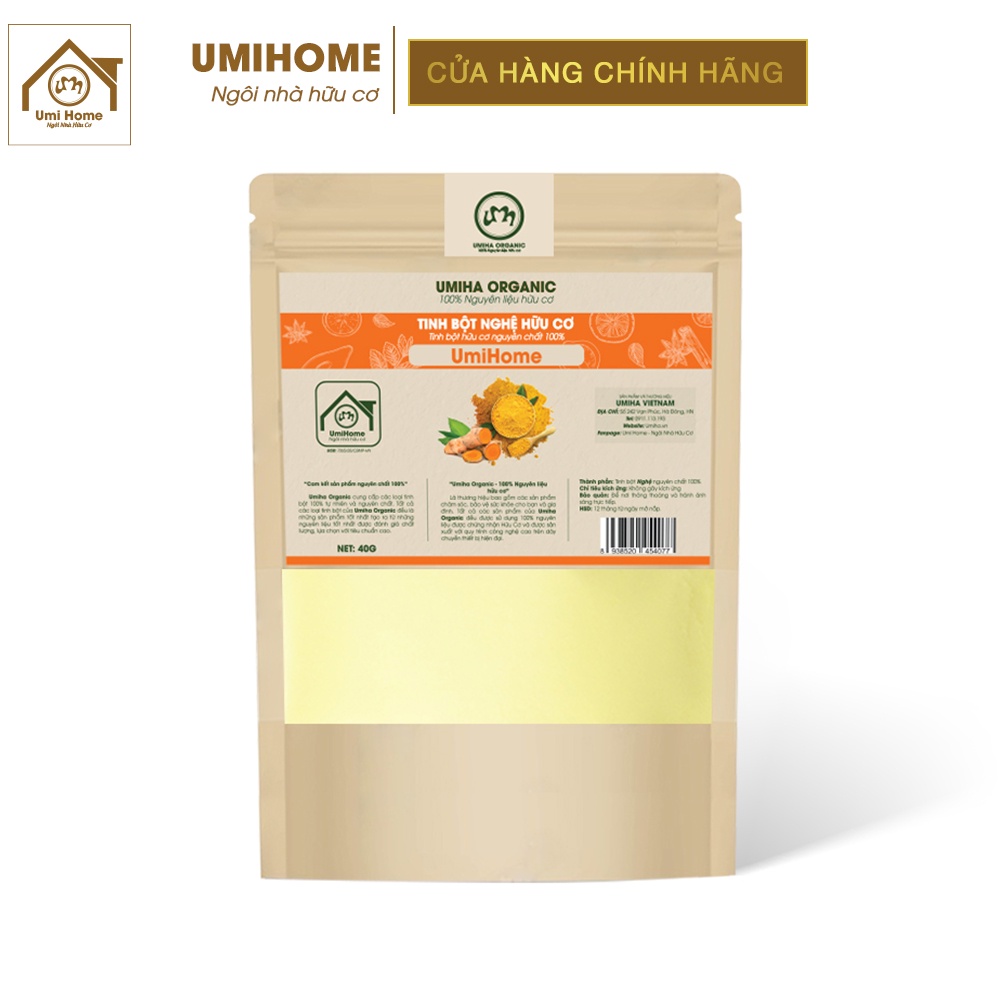 Bột Nghệ đắp mặt nạ hữu cơ UMIHOME nguyên chất | Turmeric Starch 100% Organic 135G