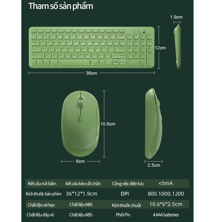 Bàn Phím và Chuột Cắm Chip USB Không Dây Chống Thấm Nước 2.4G dùng cho laptop, máy tính - Bảo hành