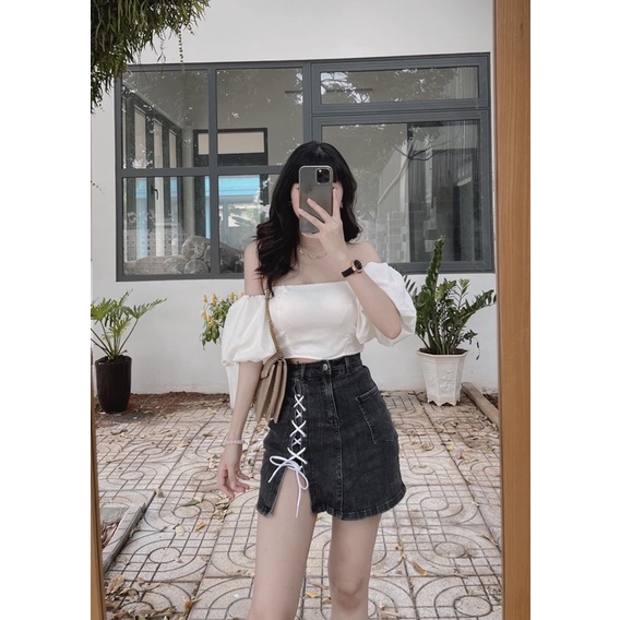 chân váy quần jean Đan dây lưng ( cạp )cao,  co giãn tốt siêu đẹp ạ ( hình thật 100%) | BigBuy360 - bigbuy360.vn