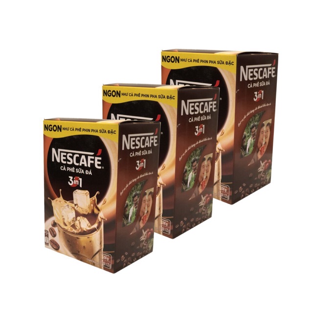 Nescafe Cà Phê Sữa Đá Combo 3 hộp x 10 gói x 20g ( mẫu mới)