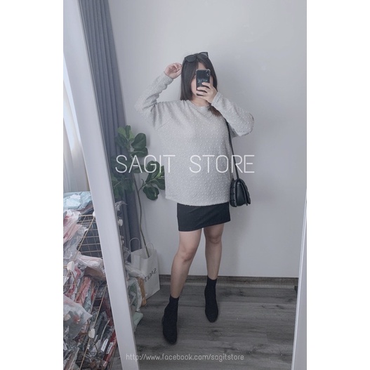 ÁO LEN TÍM GHI XÁM KÈM NƠ PHOM SUÔNG RỘNG OVERSIZE BIGSIZE BẦU BÍ THOẢI MÁI 50-85kg