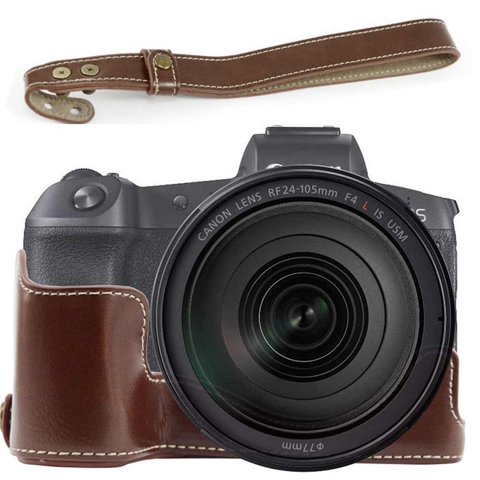 Túi da PU bọc nửa thân máy ảnh Canon EOS R tiện dụng