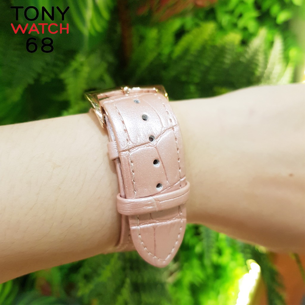 Đồng hồ nữ Guou vuông độc đáo dây da hồng sang trọng chống nước chính hãng Tony Watch 68