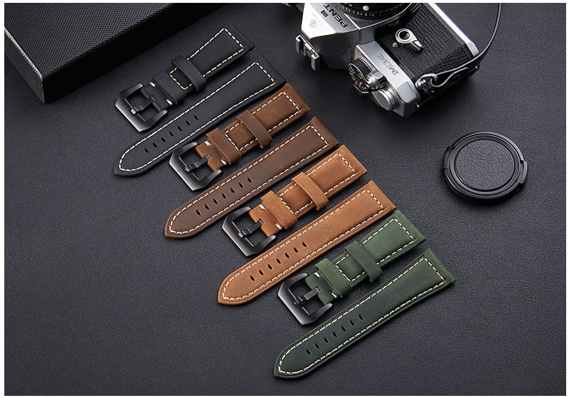 Dây Đeo Đồng Hồ Hai Mặt Bằng Da Bò Thật 20/22/24mm 26mm Phong Cách Ý