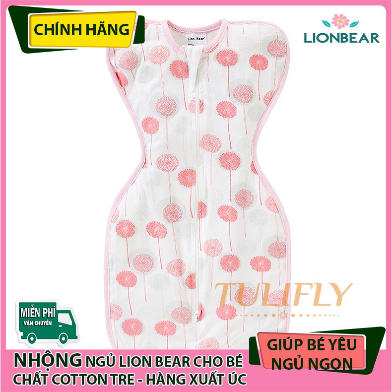 Nhộng ngủ Lion Bear cotton sợi tre nhộng giúp bé ngủ ngon, tui ngủ cho trẻ sơ sinh, hàng chính hãng